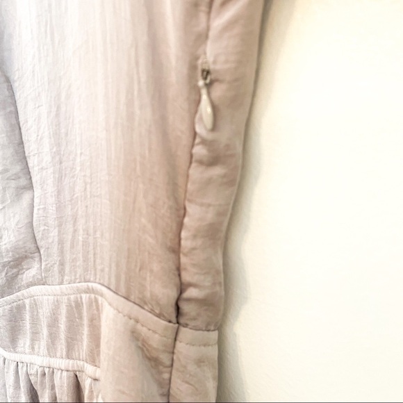 Aqua Satin Button Front Fit & Flare Dress Taupe L - Picture 11 of 11